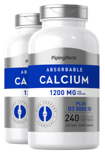 Absorbable Calcium 1200 mg plus D3 5000 IU (per serving), 240 Quick Release Softgels, 2 Bottles