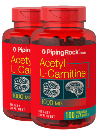 Acetyl L-Carnitine, 1000 mg, 100 Vegetarian Capsules, 2 Bottles