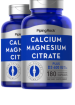 Calcium & Magnesium Citrate Plus D3 (Cal 300mg/Mag 150mg/D3 400IU) (per serving), 180 Quick Release Capsules, 2 Bottles