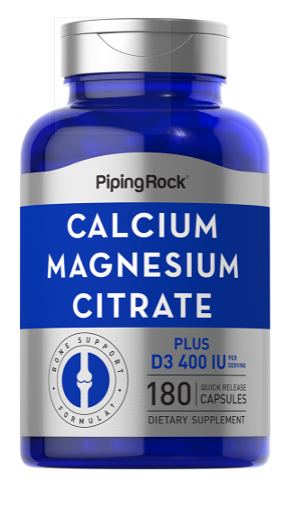 Calcium & Magnesium Citrate Plus D3 (Cal 300mg/Mag 150mg/D3 400IU) (per serving), 180 Quick Release Capsules