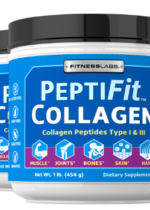 Collagen Peptides Type I & III Powder PeptiFit, 1 lb (454 g) , 2 Bottles