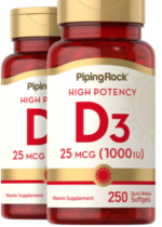 High Potency Vitamin D3, 1000 IU, 250 Quick Release Softgels, 2 Bottles