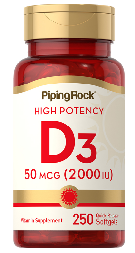 High potency vitamin D3 50 MCG (2000iu) 250 quick soft gels