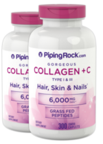 Hydrolyzed Collagen Type I & III, 6000 mg (per serving), 300 Coated Caplets, 2 Bottles