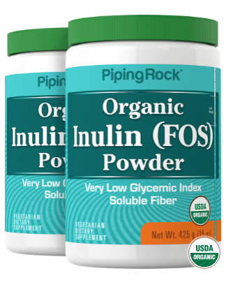 Inulin Prebiotic FOS Powder (Organic), 15 oz (425 g) Bottles, 2 Bottles