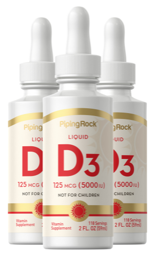 Liquid Vitamin D3, 5000 IU, 2 fl oz (59 mL) Dropper Bottle, 3 Dropper Bottles