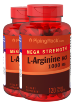 Mega Strength L-Arginine HCL (Pharmaceutical Grade), 1000 mg, 120 Coated Caplets, 2 Bottles