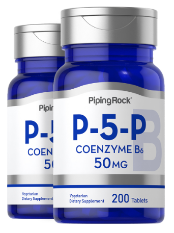P-5-P (Pyridoxal 5-Phosphate) Coenzymated Vitamin B-6, 50 mg, 200 Tablets, 2 Bottles