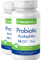Probiotic Acidophilus 14 Strains 3 Billion Organisms, 120 Quick Release Capsules, 2 Bottles
