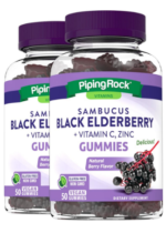 Sambucus Black Elderberry plus C & Zinc Gummies (Natural Berry), 50 Vegan Gummies, 2 Bottles