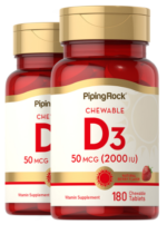 Vitamin D3 Chewable, 2000 IU, 180 Chewable Tablet, 2 Bottles