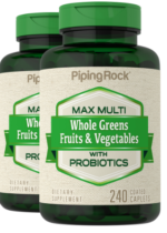Max Whole Greens/Fruits & Vegetables with Probiotics, 240 Coated Caplets, 2 Bottles