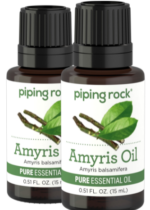 Amyris Pure Essential Oil (GC/MS Tested), 1/2 fl oz (15 mL) Dropper Bottle, 2 Dropper Bottles