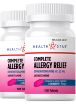 Antihistamine Diphenhydramine HCl 25 mg (Allergy Relief), Compare to Benadryl , 100 Tablets, 2 Bottles