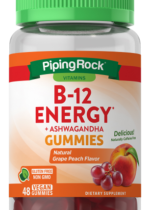 B-12 Energy + Ashwagandha Gummies (Natural Grape Peach), 48 Vegan Gummies