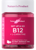 B12 5000 mcg + L-Carnitine (Natural Mixed Berry), 50 Fast Dissolve Tablets