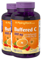 Buffered C 1000 mg with Bioflavonoids & Rose Hips, 200 Coated Caplets, 2 Bottles