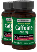 Caffeine 200 mg with Green Tea Extract, 120 Tablets, 2 Bottles