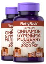 Ceylon Cinnamon Gymnema Mulberry Complex, 2000 mg (per serving), 180 Quick Release Capsules, 2 Bottles