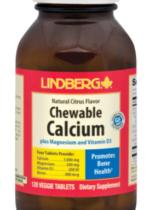 Chewable Calcium plus Magnesium & Vitamin D3 (Natural Citrus), 120 Vegetarian Tablets