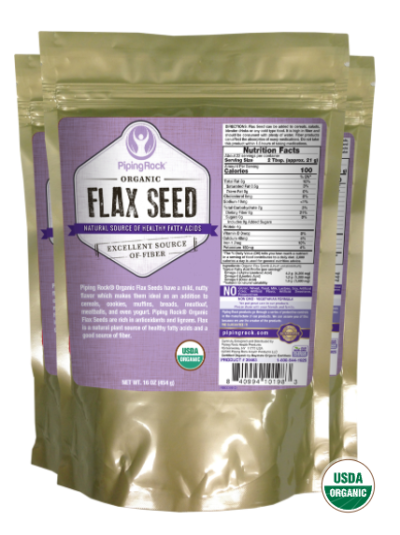 Flax Seeds (Organic), 16 oz (454 g) Bags, 3 Bags