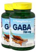 GABA (Gamma-Aminobutyric Acid), 750 mg, 100 Quick Release Capsules, 2 Bottles