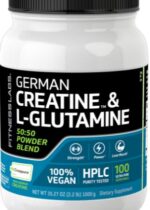German Creatine Monohydrate (Creapure) & L-Glutamine Powder (50:50 Blend), 10 grams (per serving), 2.2 lb (1000 g) Bottle
