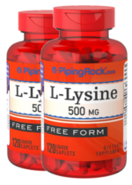 L-Lysine (Free Form), 500 mg, 120 Coated Caplets, 2 Bottles
