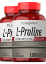 L-Proline, 1000 mg (per serving), 120 Quick Release Capsules, 2 Bottles