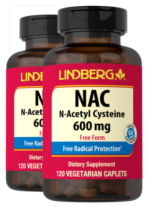 NAC N-Acetyl Cysteine, 600 mg, 120 Vegetarian Caplets, 2 Bottles