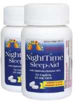 Nighttime Sleep Aid (Diphenhydramine HCl 25 mg), Compare to Nytol , 72 Tablets, 2 Bottles