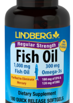 Omega-3 Fish Oil Regular Strength (Lemon), 1000 mg, 180 Quick Release Softgels