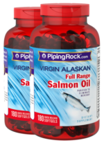 Salmon Oil 1000 mg Virgin Wild Alaskan Full Range, 180 Quick Release Softgels, 2 Bottles