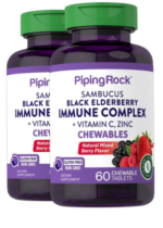 Sambucus Black Elderberry Immune Complex with C & Zinc (Natural Berry), 60 Chewable Tablets, 2 Bottles