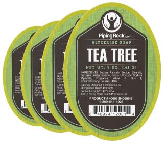 Tea Tree Oil Glycerine Soap, 5 oz (141 g) Bar, 4 Bars