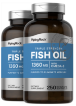 Triple Strength Omega-3 Fish Oil 1,360 mg (with Omega-3), 250 Quick Release Softgels, 2 Bottles