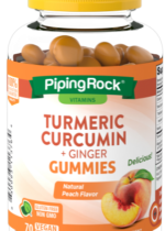 Turmeric Curcumin & Ginger (Natural Peach), 70 Vegan Gummies