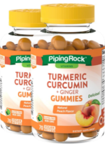 Turmeric Curcumin & Ginger (Natural Peach), 70 Vegan Gummies, 2 Bottles